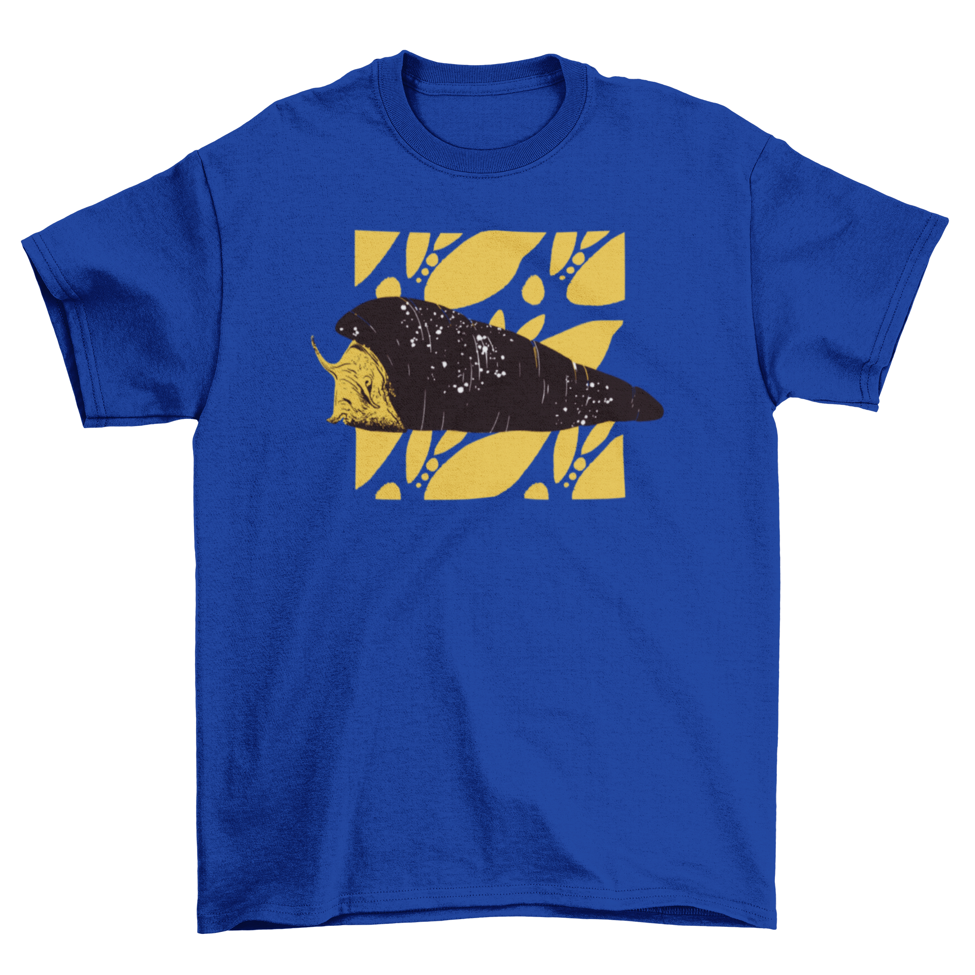 A stylish t-shirt featuring a colorful tylomelania snail design, perfect for nature enthusiasts.