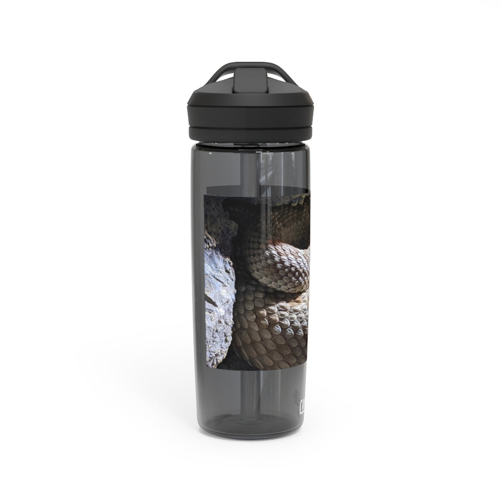 Snake CamelBak Eddy® Water Bottle in 20oz and 25oz sizes, showcasing its durable Tritan™ material and spill-proof design.