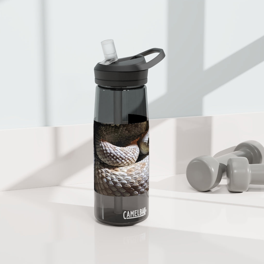 Snake CamelBak Eddy® Water Bottle in 20oz and 25oz sizes, showcasing its durable Tritan™ material and spill-proof design.