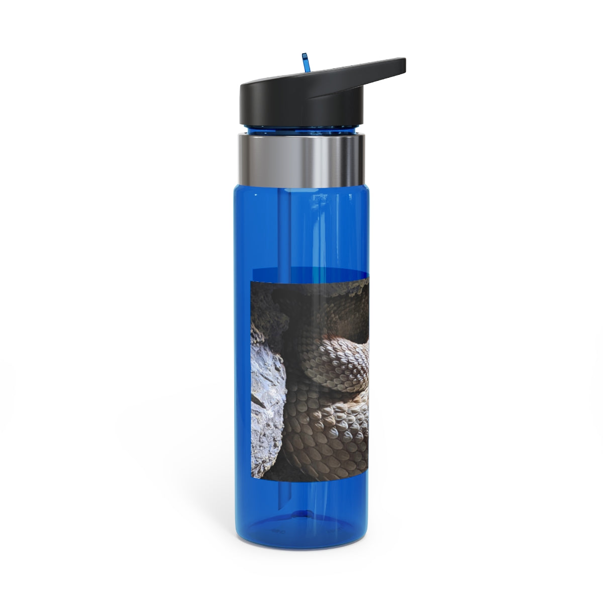 Snake Kensington Tritan™ Sport Bottle in vibrant colors with a carabiner hook and straw lid, showcasing its durable design.