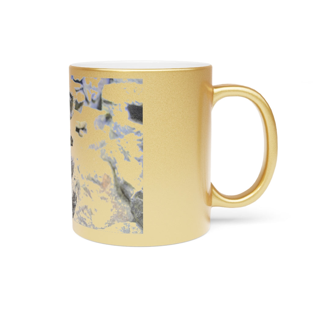 A stylish Snake Metallic Mug in Silver and Gold finishes, showcasing personalized designs on a ceramic body.