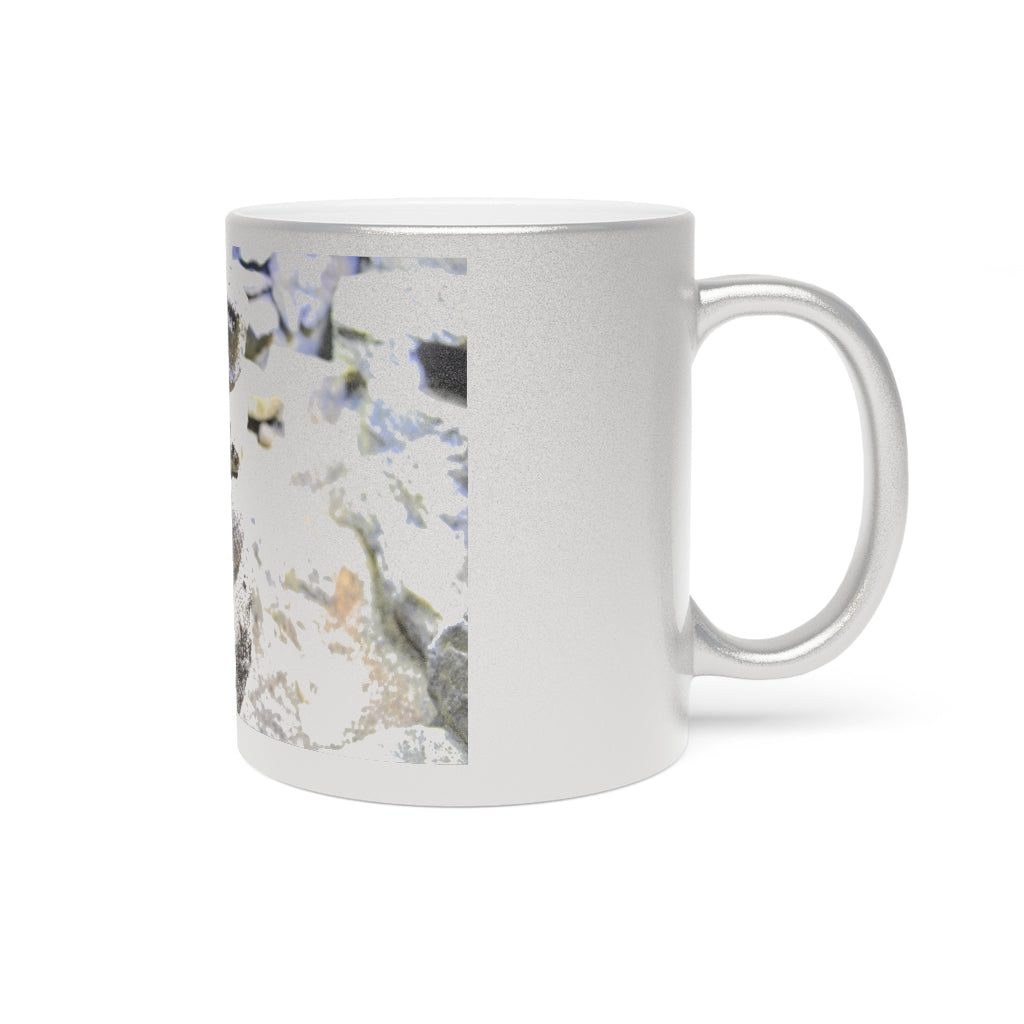 A stylish Snake Metallic Mug in Silver and Gold finishes, showcasing personalized designs on a ceramic body.