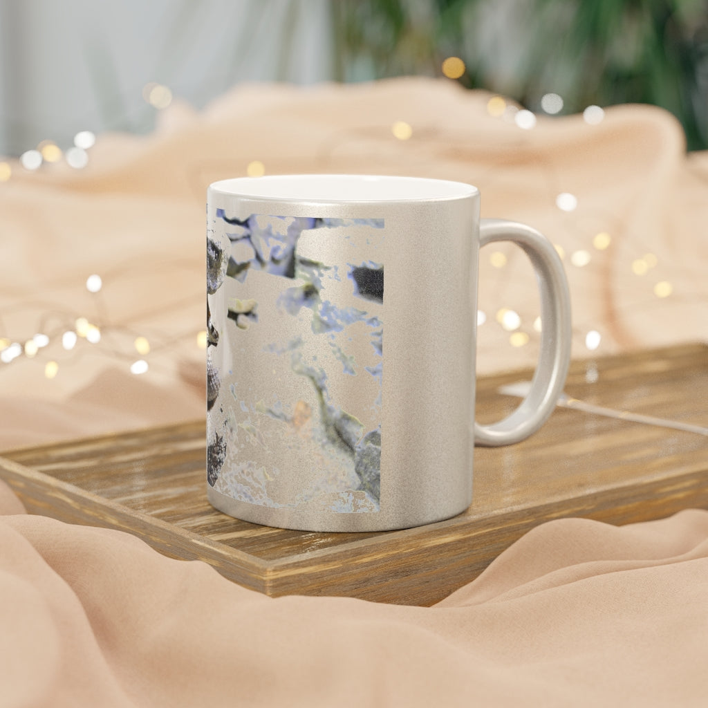 A stylish Snake Metallic Mug in Silver and Gold finishes, showcasing personalized designs on a ceramic body.