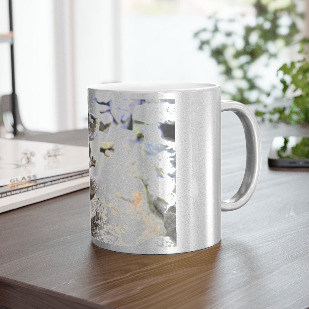 A stylish Snake Metallic Mug in Silver and Gold finishes, showcasing personalized designs on a ceramic body.