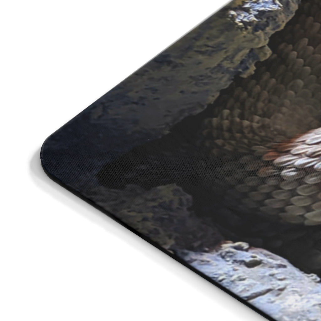 A stylish Snake Mouse Pad featuring a vibrant design, made of durable neoprene with a non-slip base, perfect for enhancing any desk.