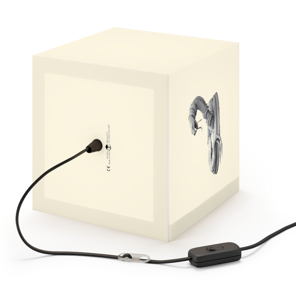 A stylish Snake Personalized Lamp in a cube shape, showcasing its unique design and customizable lighting options, perfect for home or shop decor.
