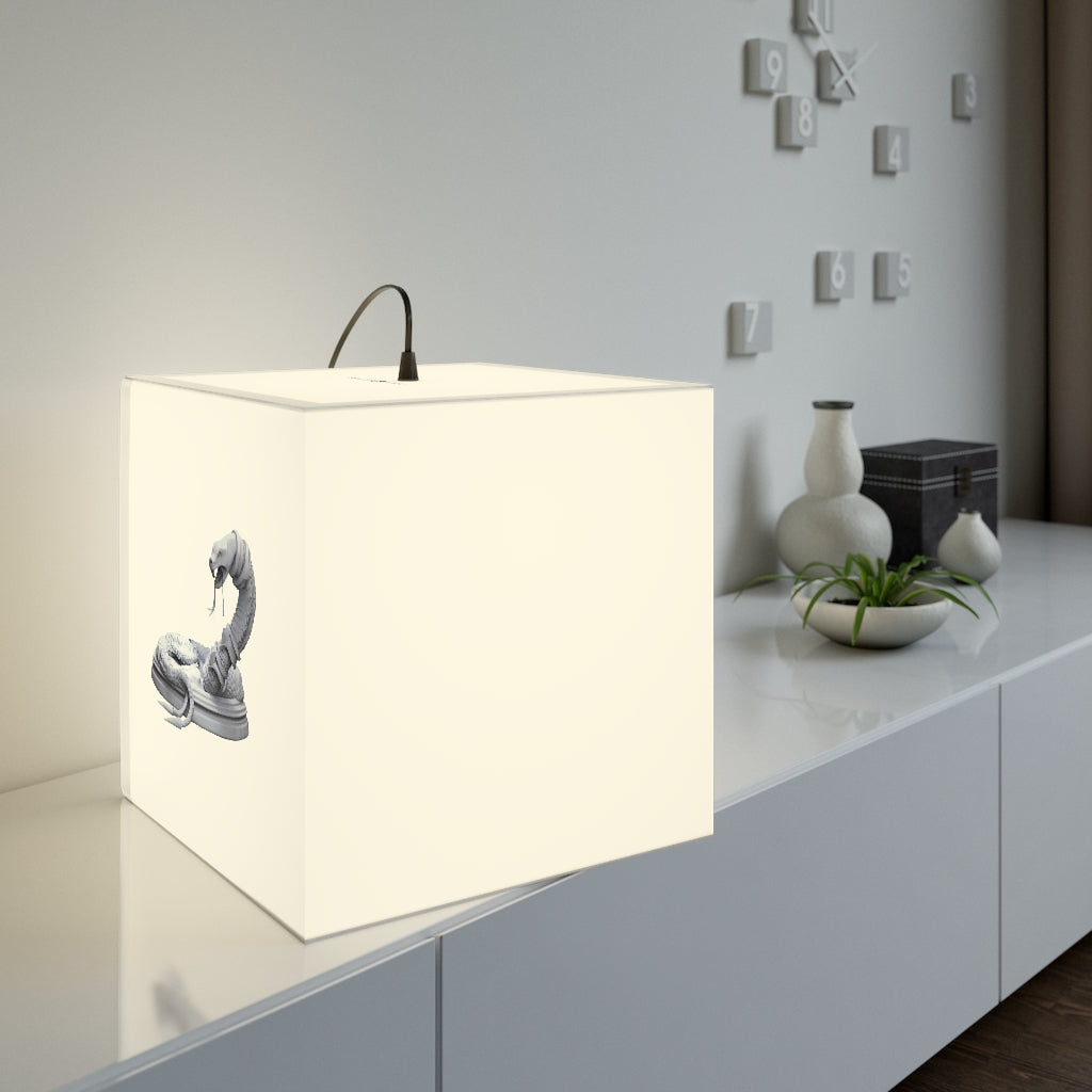A stylish Snake Personalized Lamp in a cube shape, showcasing its unique design and customizable lighting options, perfect for home or shop decor.