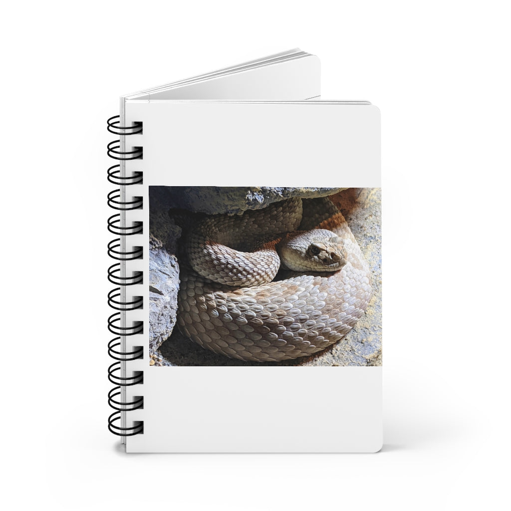 Snake Spiral Bound Journal with glossy laminated cover and lined pages, perfect for writing dreams and ideas.