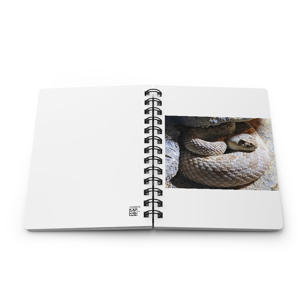 Snake Spiral Bound Journal with glossy laminated cover and lined pages, perfect for writing dreams and ideas.