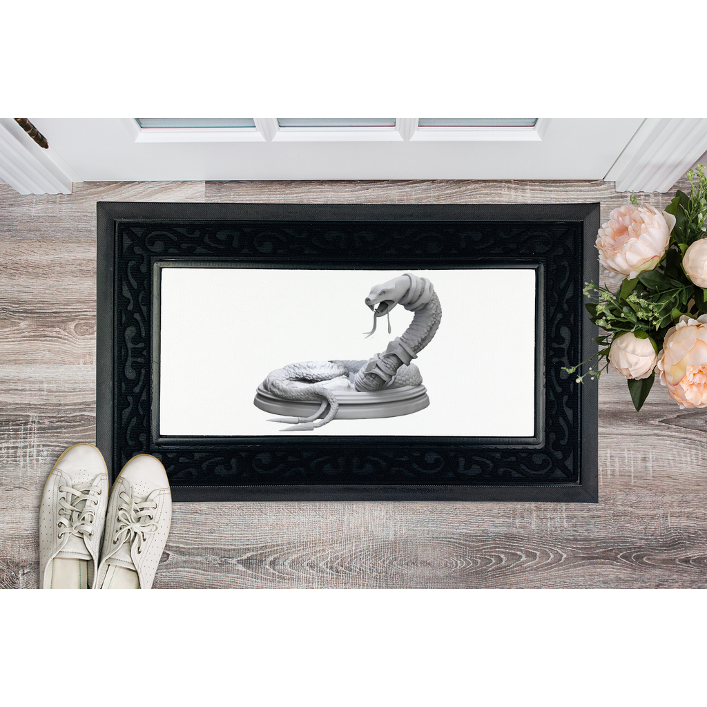 Snake Sublimation Heavy Duty Door Mat with a stylish fabric brush border and non-slip rubber base, perfect for home entrances.