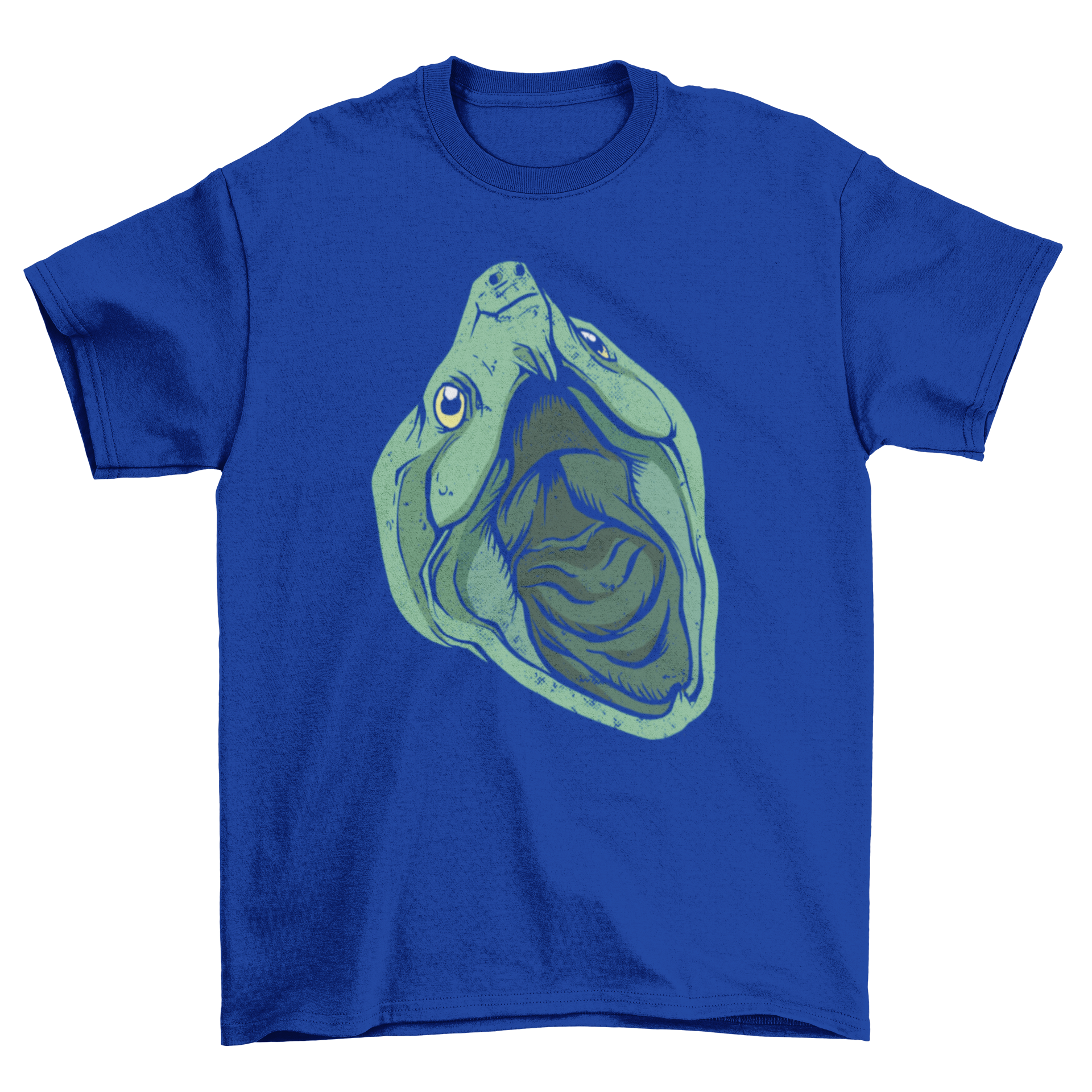 A Snapping Turtle Head T-shirt featuring a detailed illustration of a snapping turtle's head with its mouth wide open.