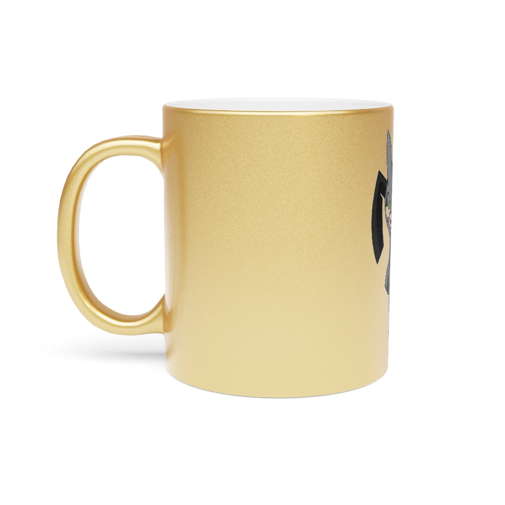 Snaughtnaut Metallic Mug in Silver and Gold, showcasing personalized designs and a comfortable C-handle.