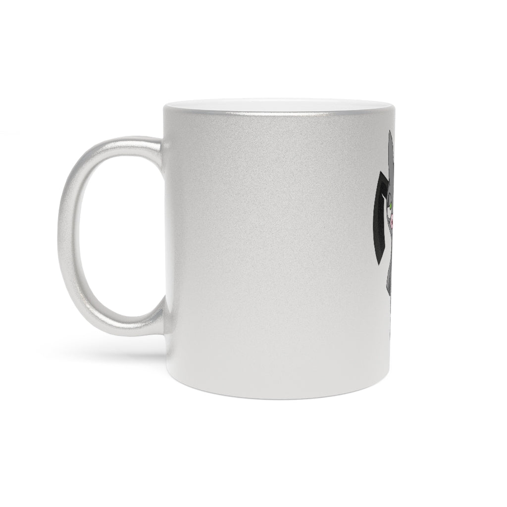 Snaughtnaut Metallic Mug in Silver and Gold, showcasing personalized designs and a comfortable C-handle.