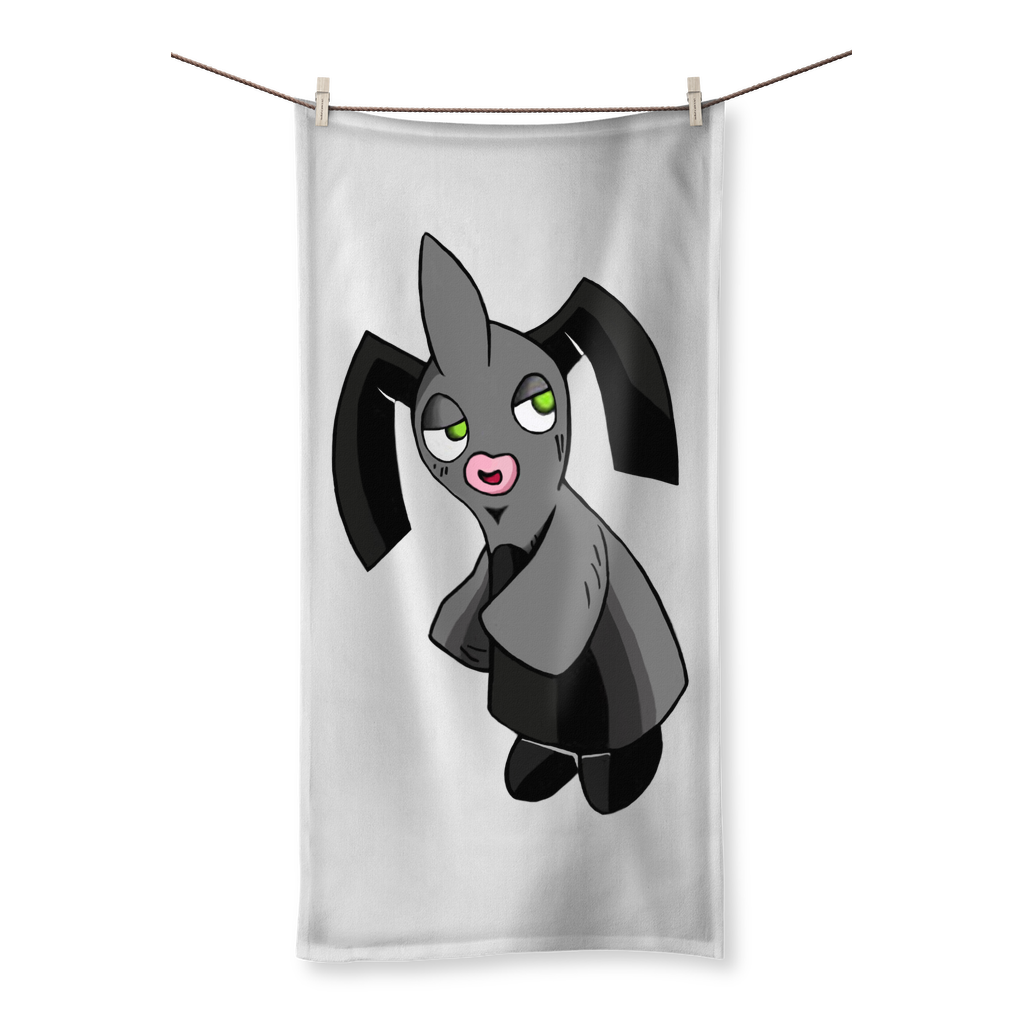 Snaughtnaut Sublimation All Over Towel showcasing vibrant prints on one side and soft cotton texture on the other, available in various sizes.