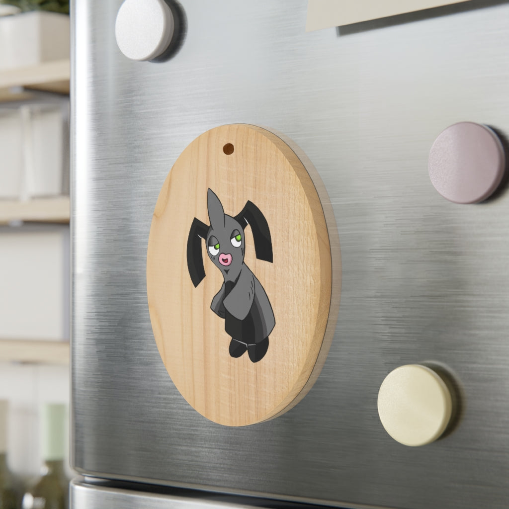 A collection of Snaughtnaut Wooden Christmas Ornaments in various whimsical shapes, featuring a rustic wooden finish and red ribbons for hanging.