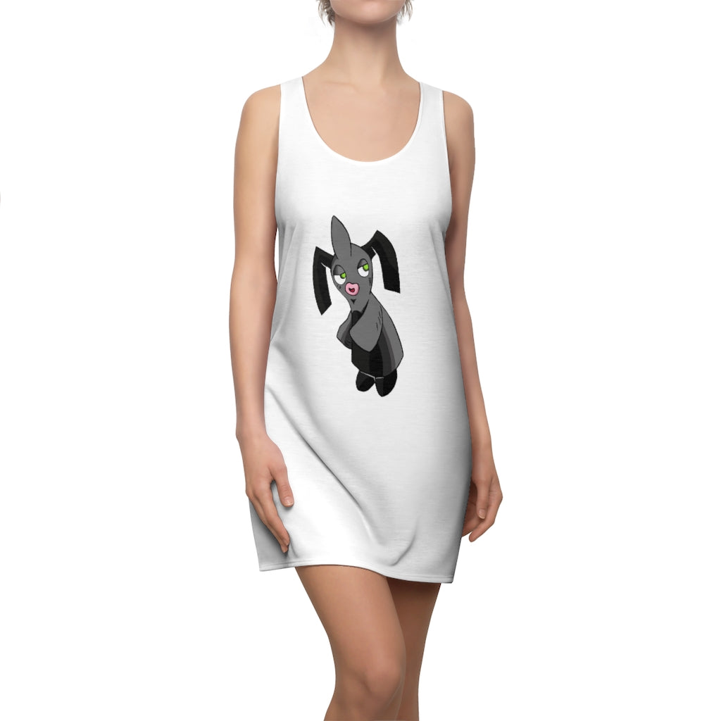 A stylish Snaughtnaut Women's Cut & Sew Racerback Dress showcasing a feminine design with a sporty fit, made from high-quality polyester.