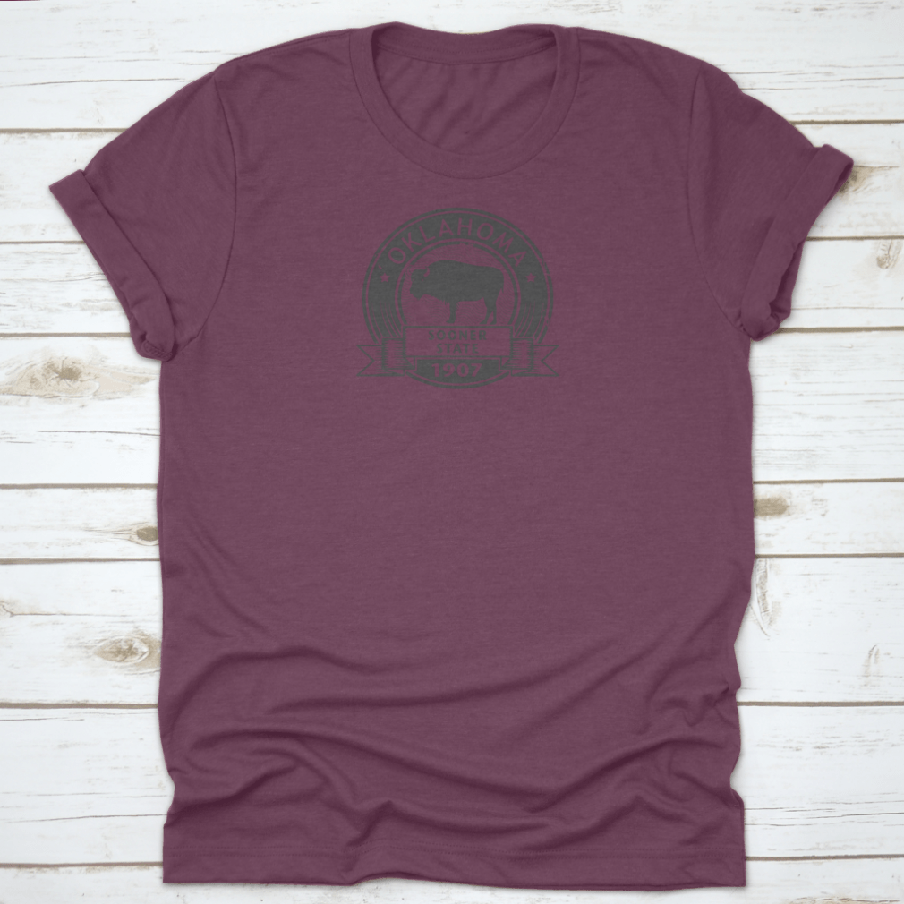Sooner State Skyline T-Shirt featuring a buffalo design, made of 100% cotton, showcasing Oklahoma pride.