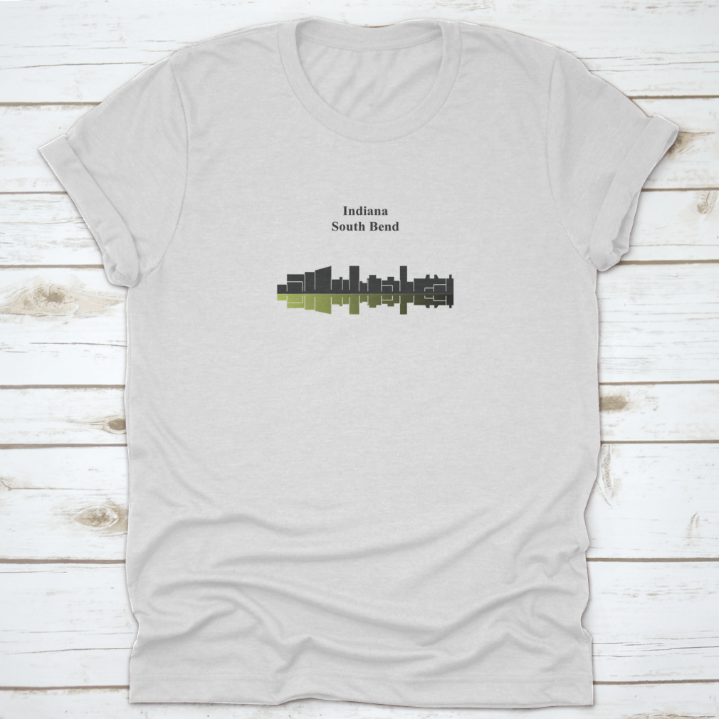 A stylish cotton t-shirt featuring South Bend Indiana landmarks, showcasing comfort and local pride.