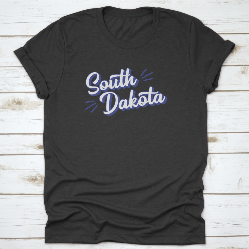A stylish t-shirt featuring a vector illustration of South Dakota State, made from high-quality cotton fabric.