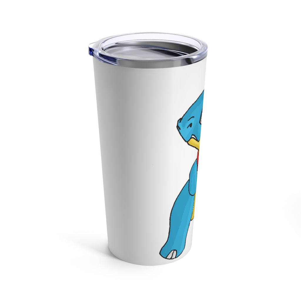 Spakeel Tumbler 20oz in stainless steel with a see-thru plastic lid, showcasing its sleek design and rounded corners.