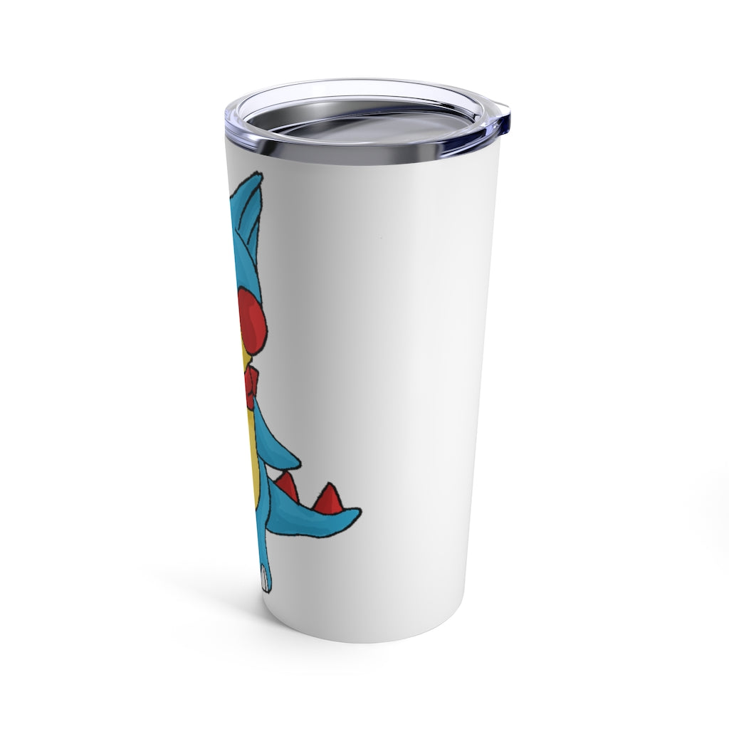Spakeel Tumbler 20oz in stainless steel with a see-thru plastic lid, showcasing its sleek design and rounded corners.