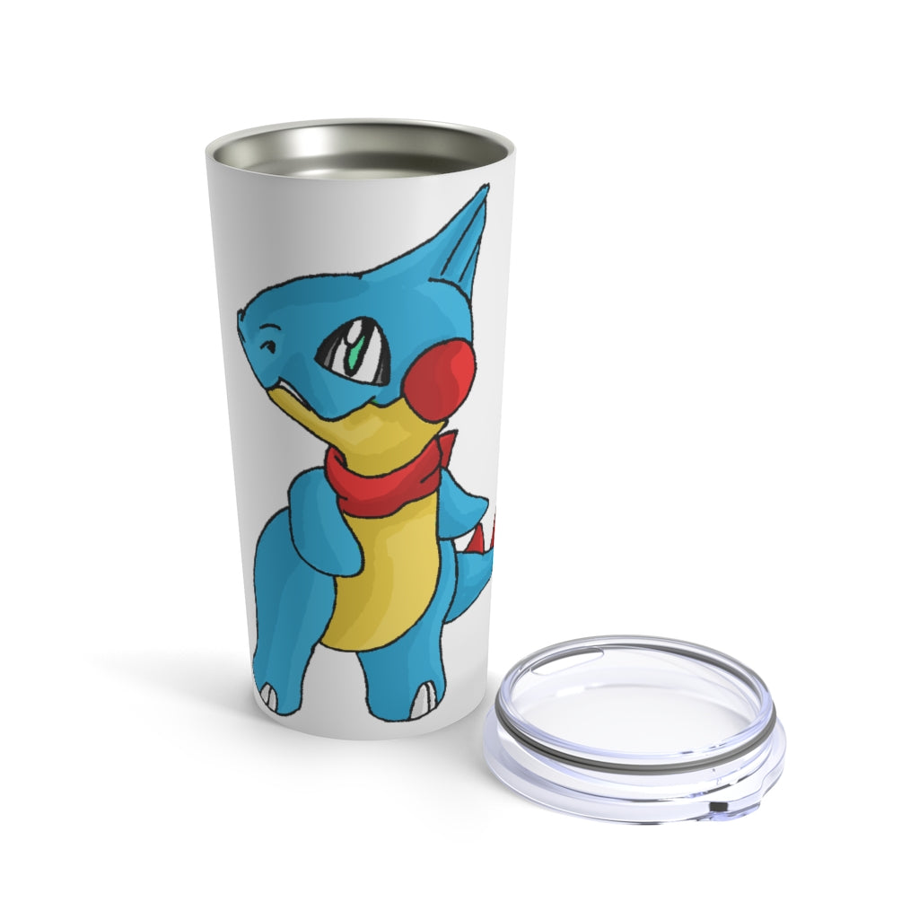 Spakeel Tumbler 20oz in stainless steel with a see-thru plastic lid, showcasing its sleek design and rounded corners.