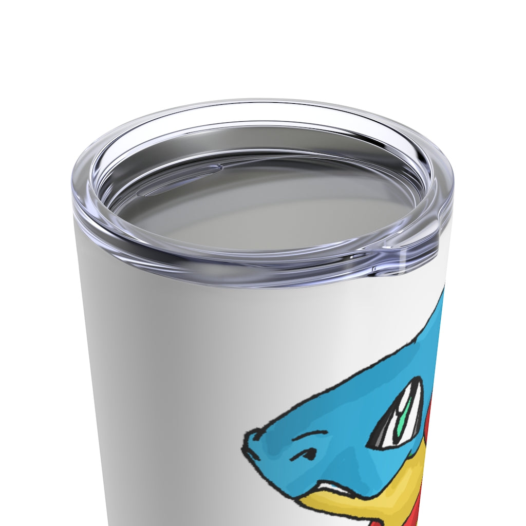 Spakeel Tumbler 20oz in stainless steel with a see-thru plastic lid, showcasing its sleek design and rounded corners.
