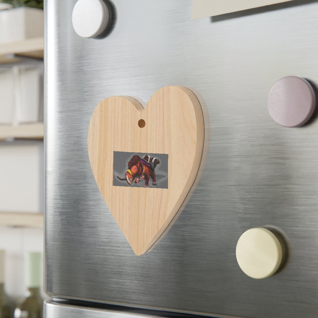 Spam the Death Mount Wooden Christmas Ornaments featuring whimsical shapes and a red ribbon for hanging, perfect for festive decor.