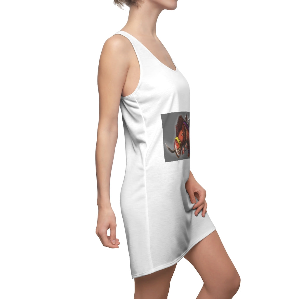 Spam the Death Mount Women's Cut & Sew Racerback Dress featuring a stylish design and comfortable fit, perfect for casual outings.