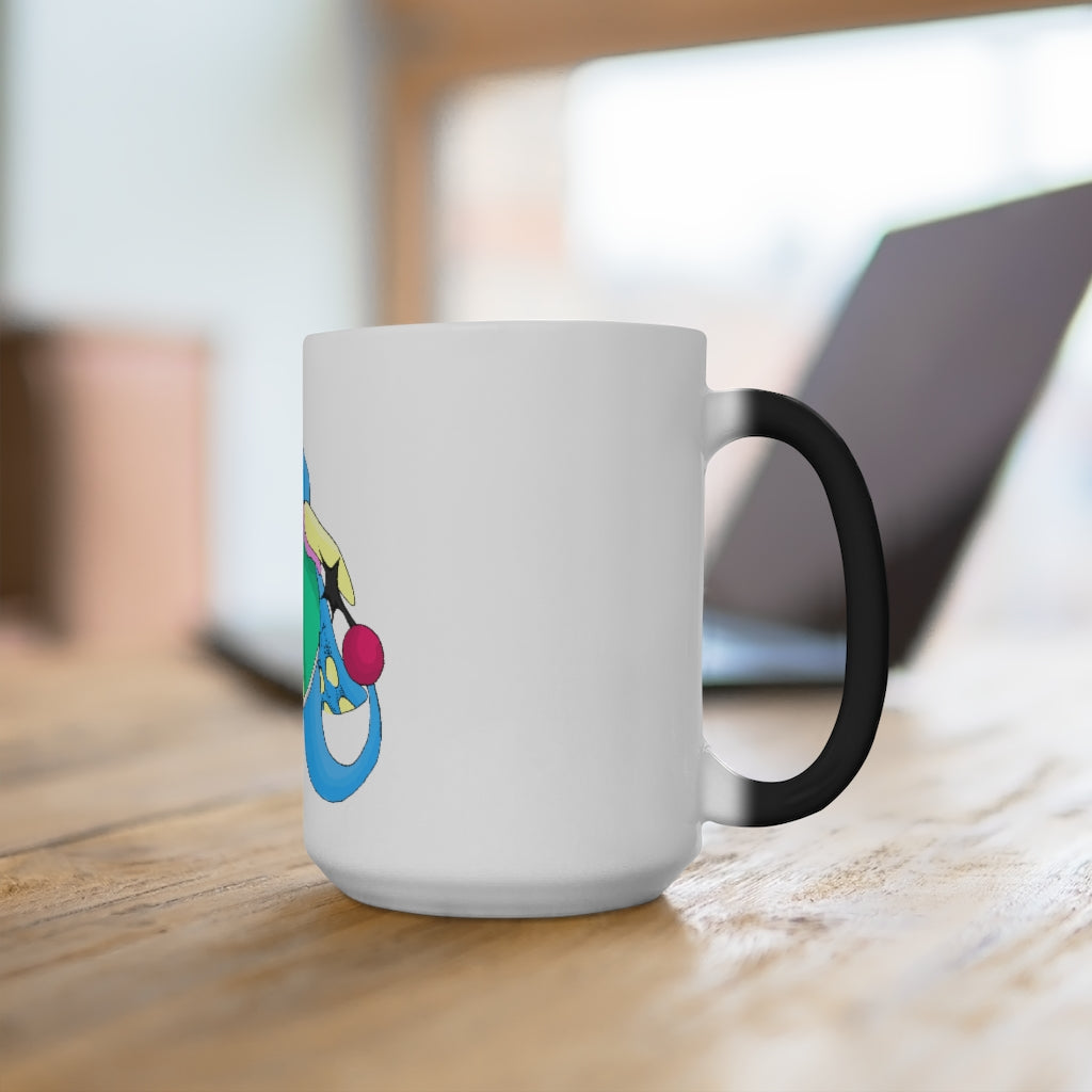 Spanglex Color Changing Mug showcasing its vibrant color transformation when filled with hot liquid.