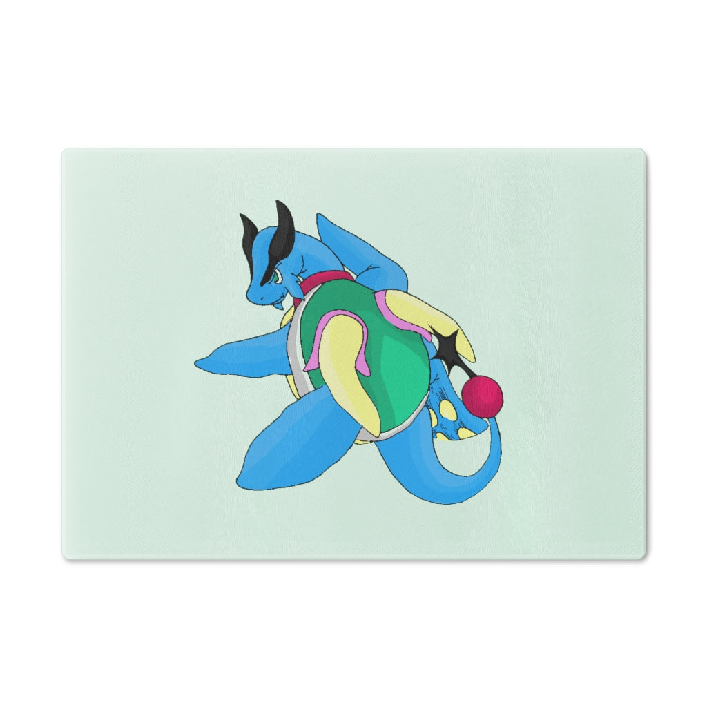 Spanglex Cutting Board made of tempered glass with rubber dots for stability, showcasing a personalized design.