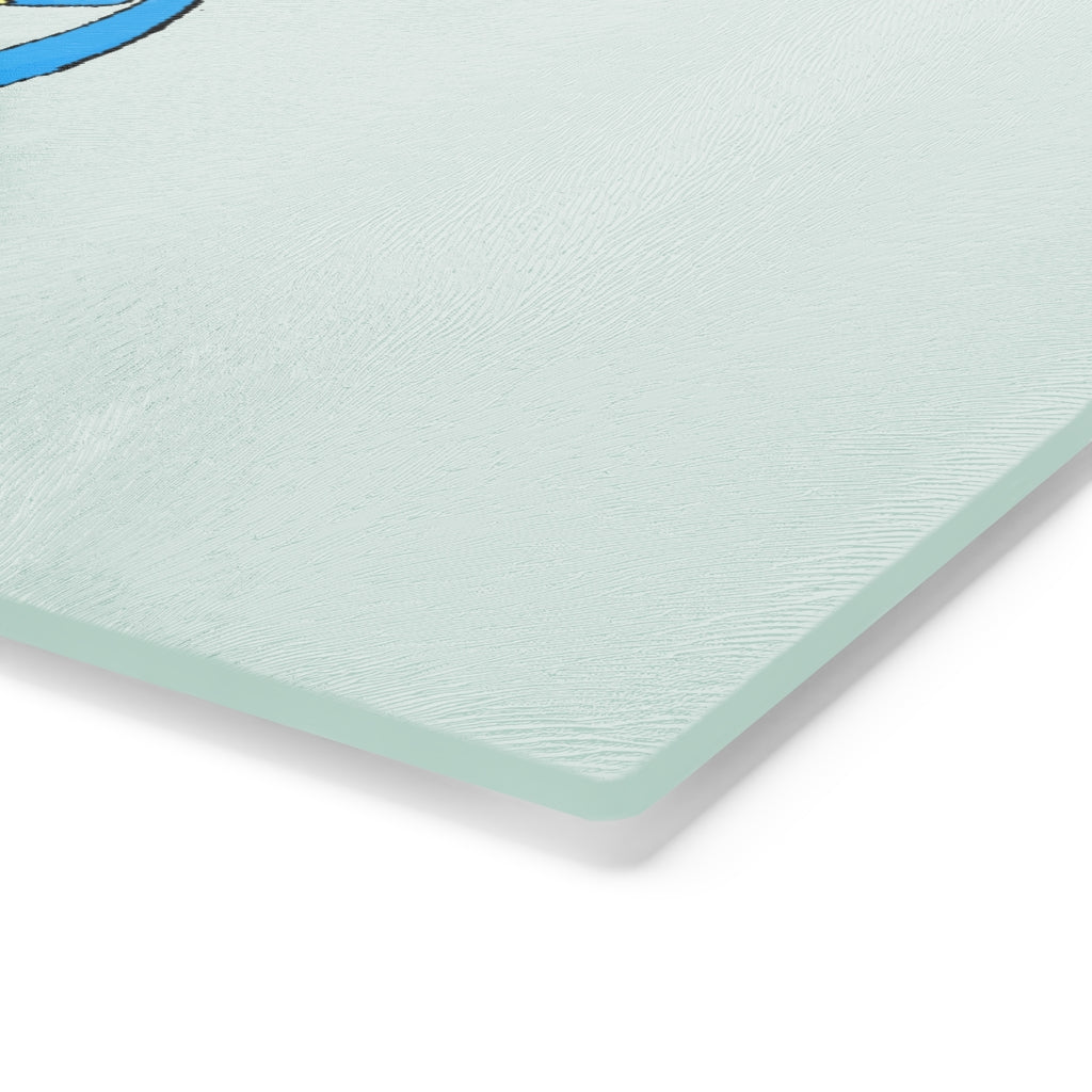 Spanglex Cutting Board made of tempered glass with rubber dots for stability, showcasing a personalized design.