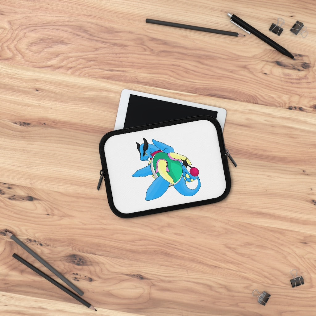 Spanglex Laptop Sleeve featuring a customizable front and solid black back, made from smooth neoprene with dual zipper enclosures.