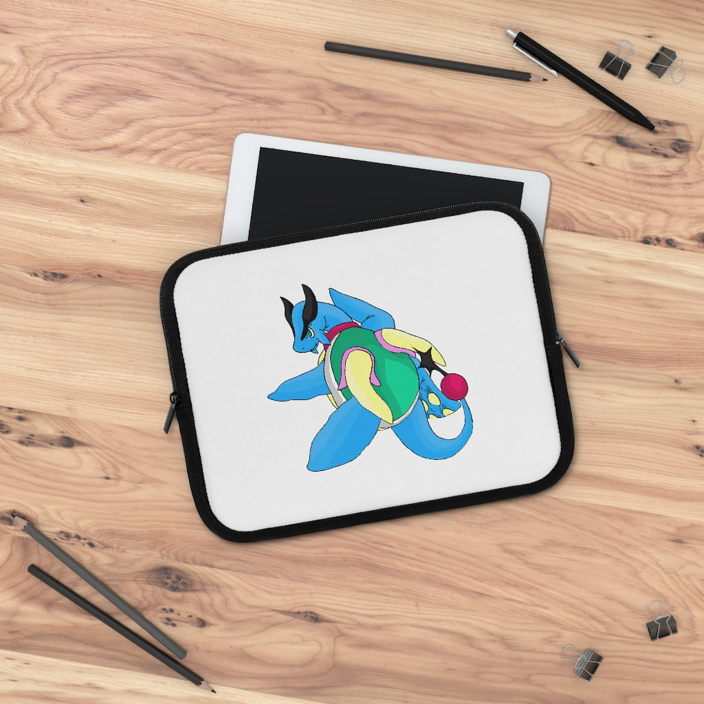 Spanglex Laptop Sleeve featuring a customizable front and solid black back, made from smooth neoprene with dual zipper enclosures.