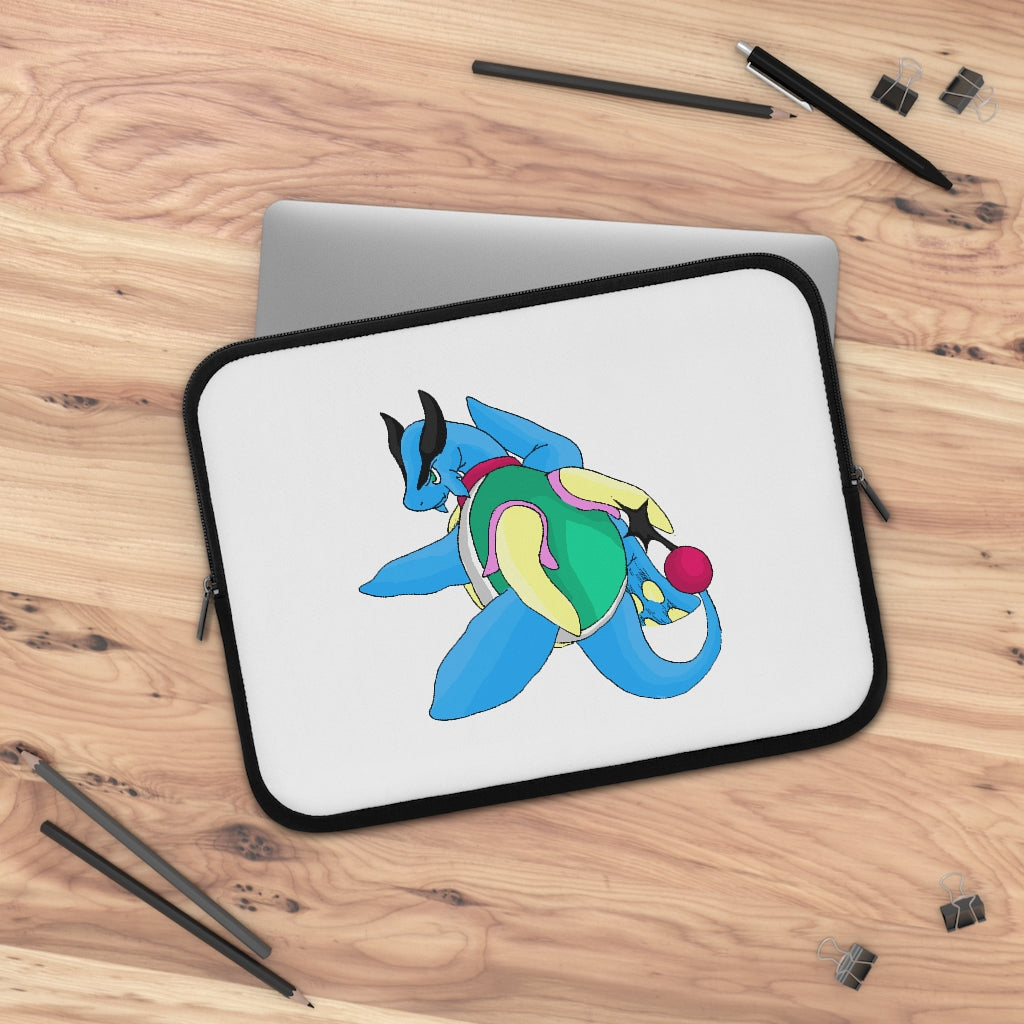 Spanglex Laptop Sleeve featuring a customizable front and solid black back, made from smooth neoprene with dual zipper enclosures.