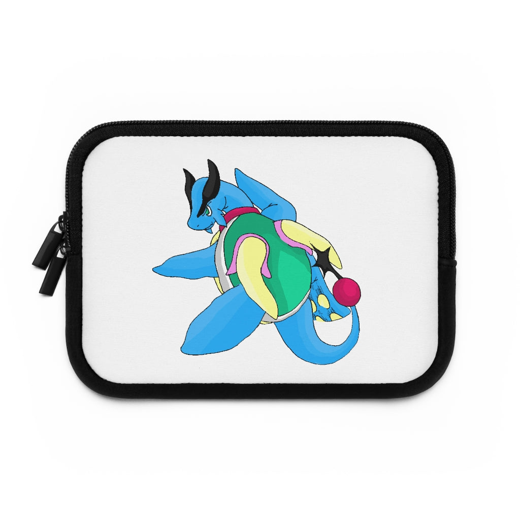 Spanglex Laptop Sleeve featuring a customizable front and solid black back, made from smooth neoprene with dual zipper enclosures.