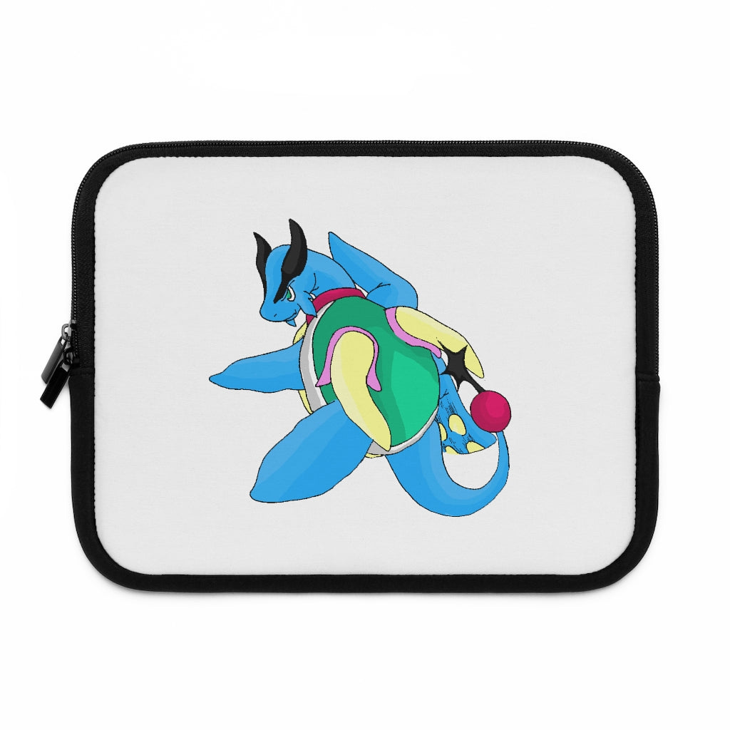 Spanglex Laptop Sleeve featuring a customizable front and solid black back, made from smooth neoprene with dual zipper enclosures.