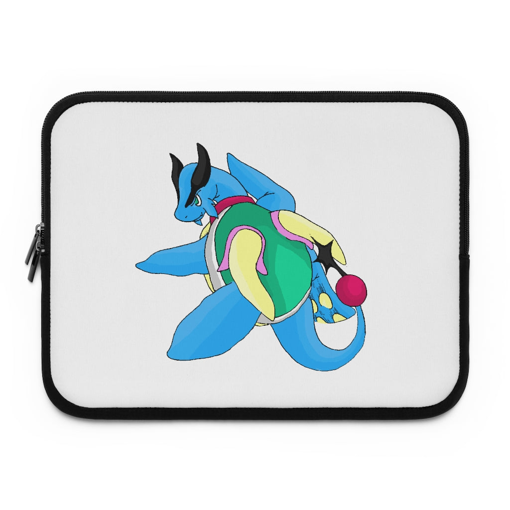 Spanglex Laptop Sleeve featuring a customizable front and solid black back, made from smooth neoprene with dual zipper enclosures.