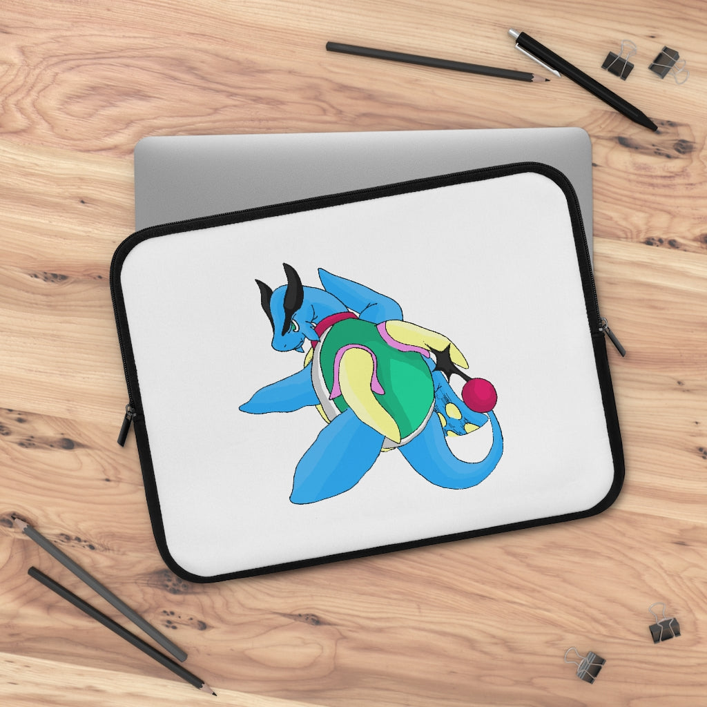 Spanglex Laptop Sleeve featuring a customizable front and solid black back, made from smooth neoprene with dual zipper enclosures.