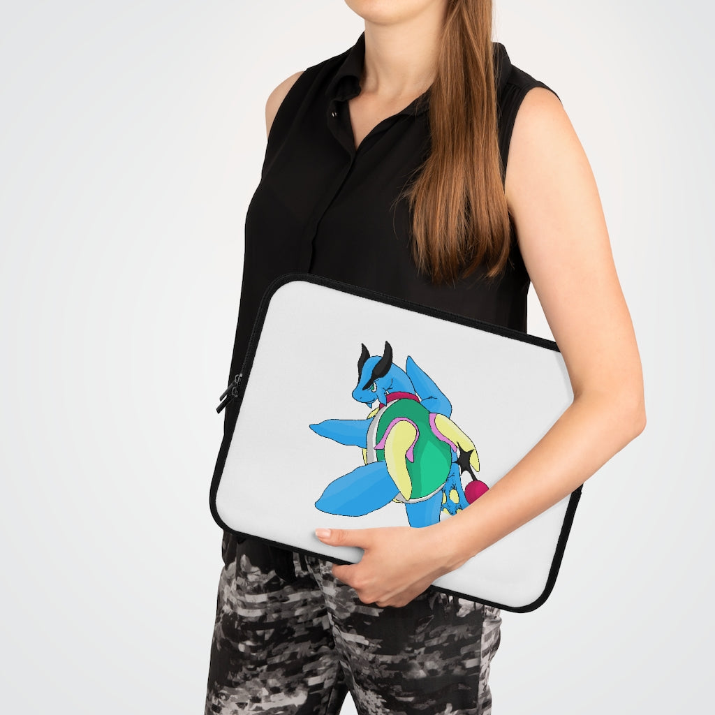 Spanglex Laptop Sleeve featuring a customizable front and solid black back, made from smooth neoprene with dual zipper enclosures.