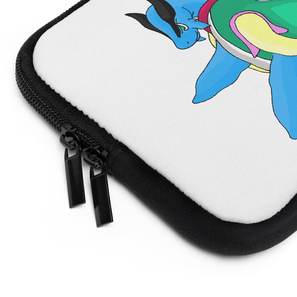 Spanglex Laptop Sleeve featuring a customizable front and solid black back, made from smooth neoprene with dual zipper enclosures.