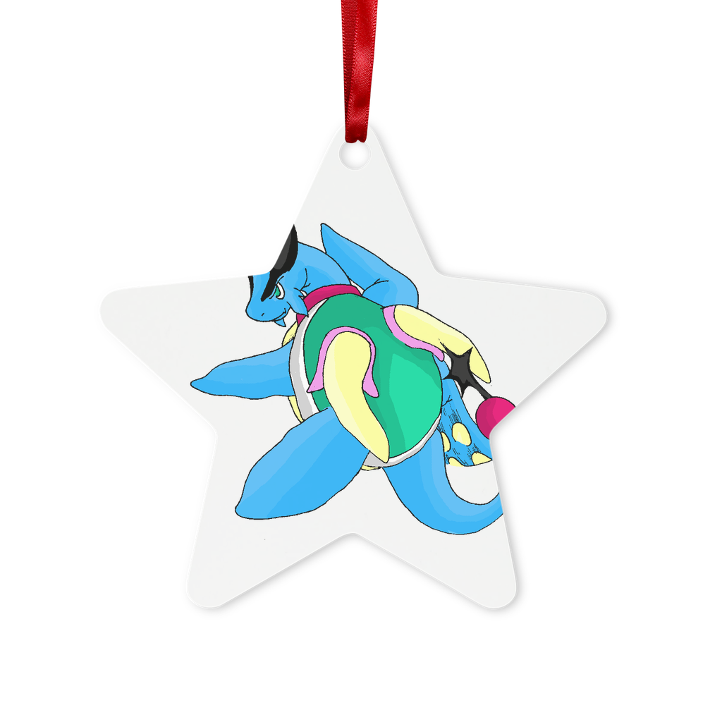 Spanglex Metal Hanging Ornament in hexagon and star shapes, featuring a gloss white finish and red ribbon for hanging.