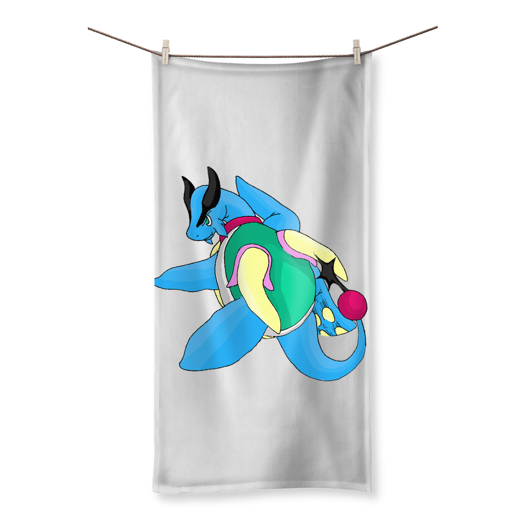 Spanglex Sublimation All Over Towel featuring vibrant printed design on polyester front and soft cotton back, available in various sizes.