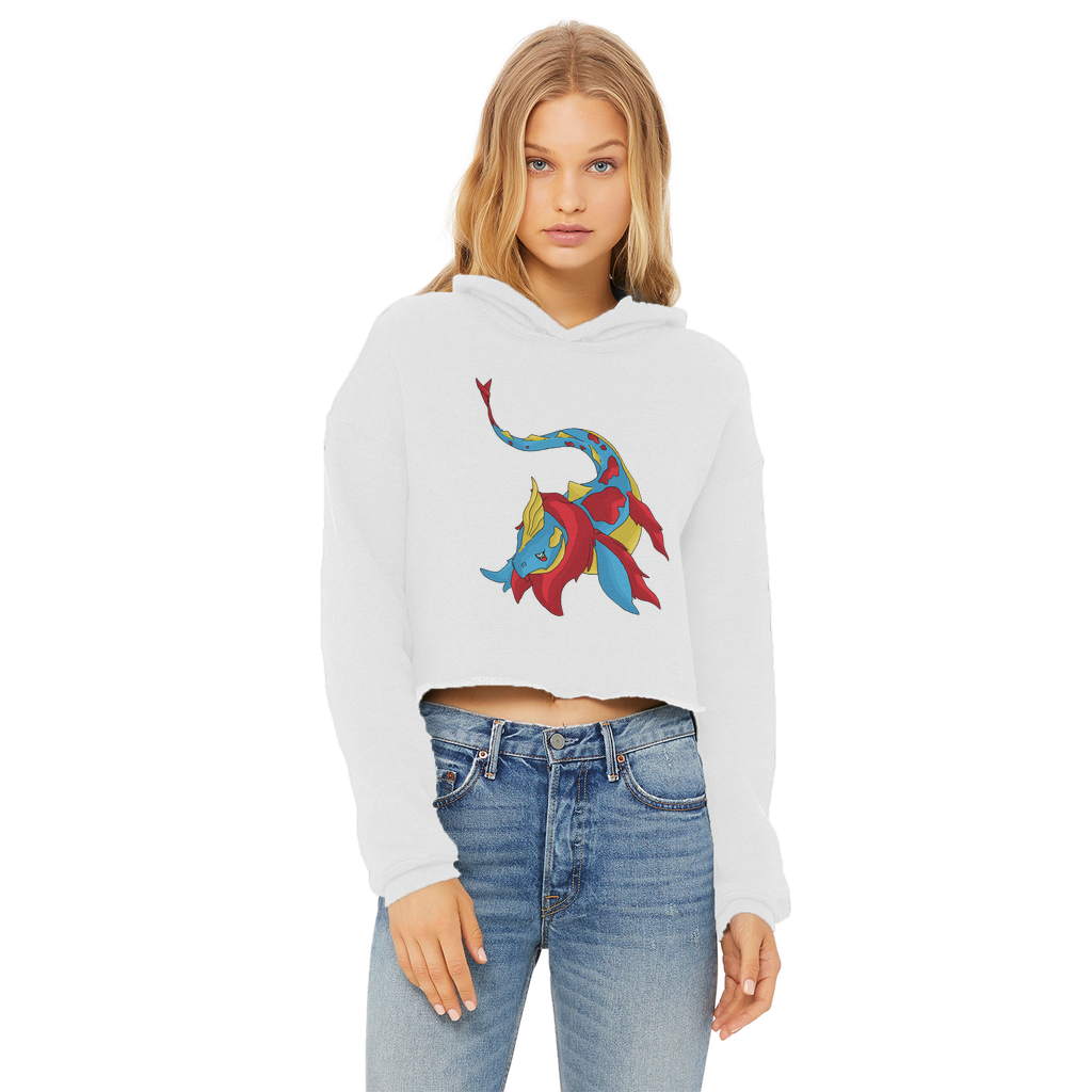 Sphale Ladies Cropped Raw Edge Hoodie in various colors, showcasing the raw edge hem and double fabric hood.