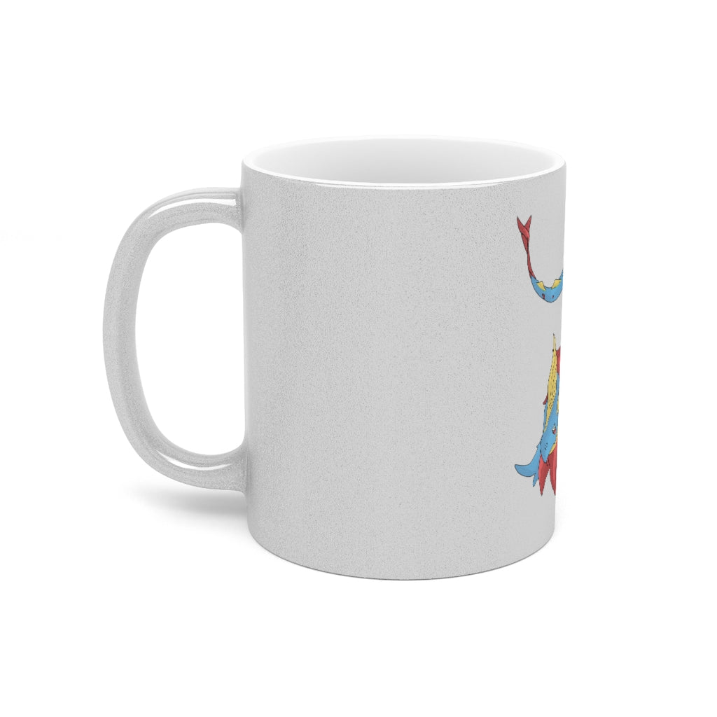 Sphale Metallic Mug in Gold and Silver finishes, showcasing personalized designs and a comfortable C-handle.