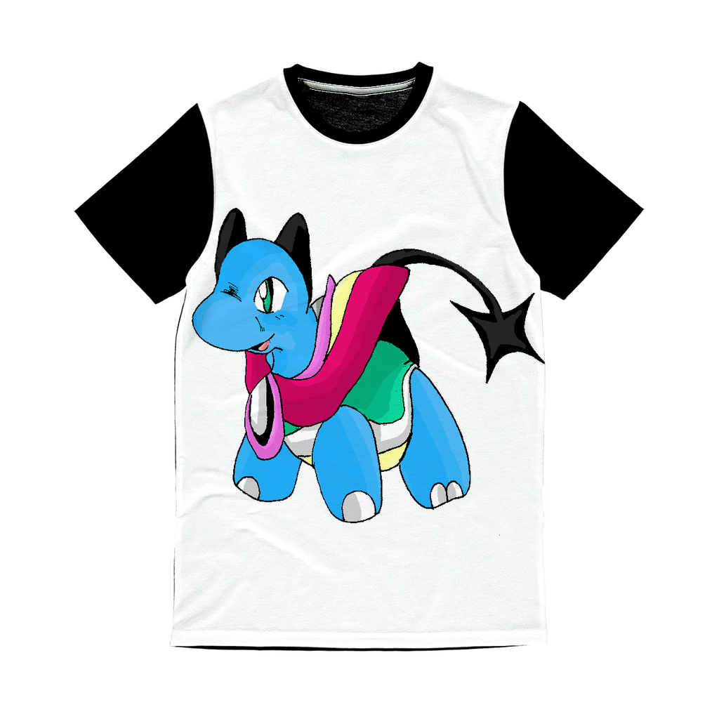 Sphanx Classic Sublimation Panel T-Shirt featuring a vibrant front design area and a plain black back, ideal for sublimation printing.