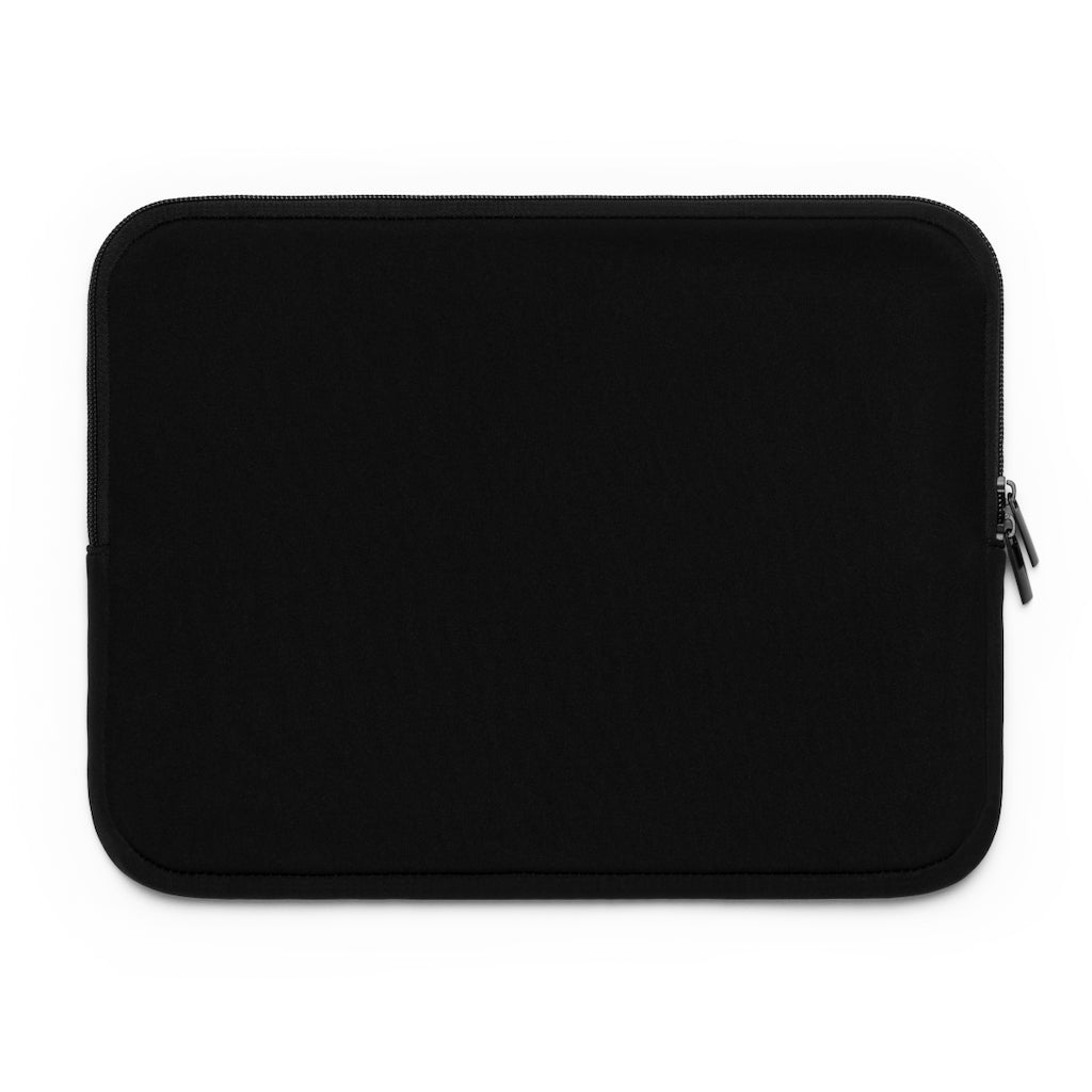 Sporela Laptop Sleeve featuring a customizable front design and black polyester back, showcasing its water-resistant and durable construction.