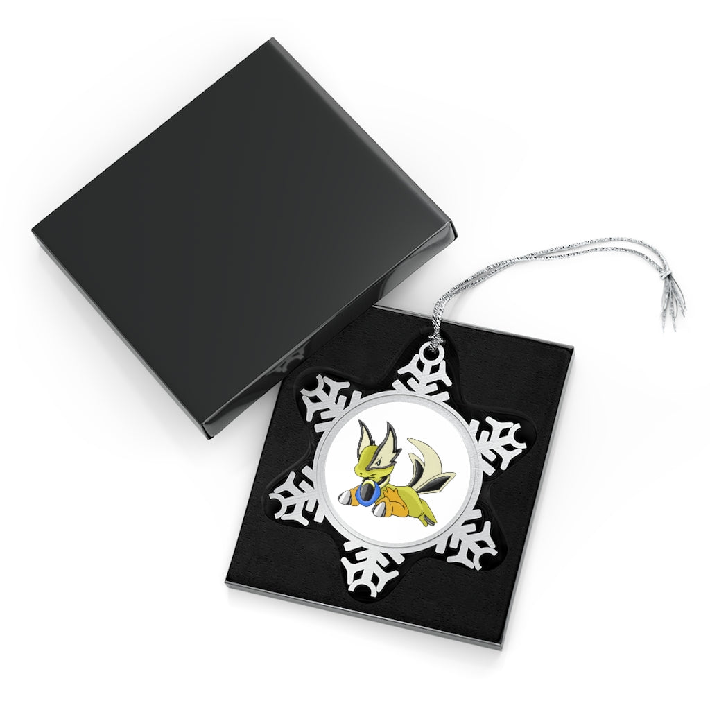 Sporela Pewter Snowflake Ornament with silver-toned hanging string, showcasing intricate snowflake design.
