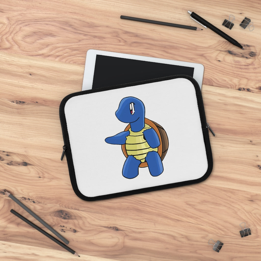 Squata Laptop Sleeve featuring a customizable front design and black polyester back, ideal for protecting laptops during travel.