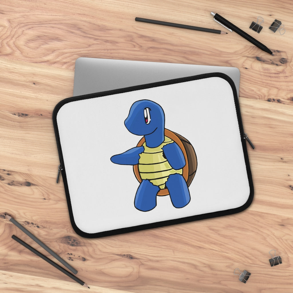 Squata Laptop Sleeve featuring a customizable front design and black polyester back, ideal for protecting laptops during travel.